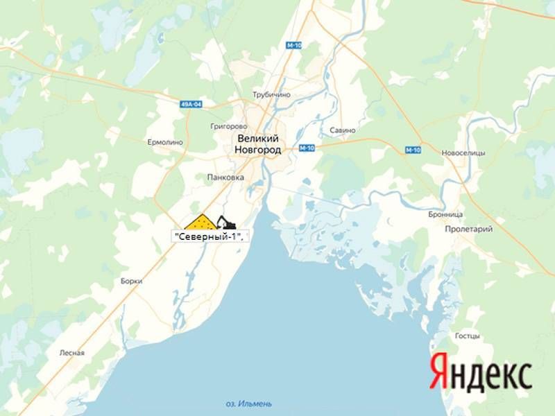 карьер Северный около Новгорода на карте