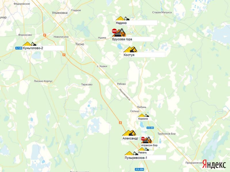 Карта песчаных карьеров московской области